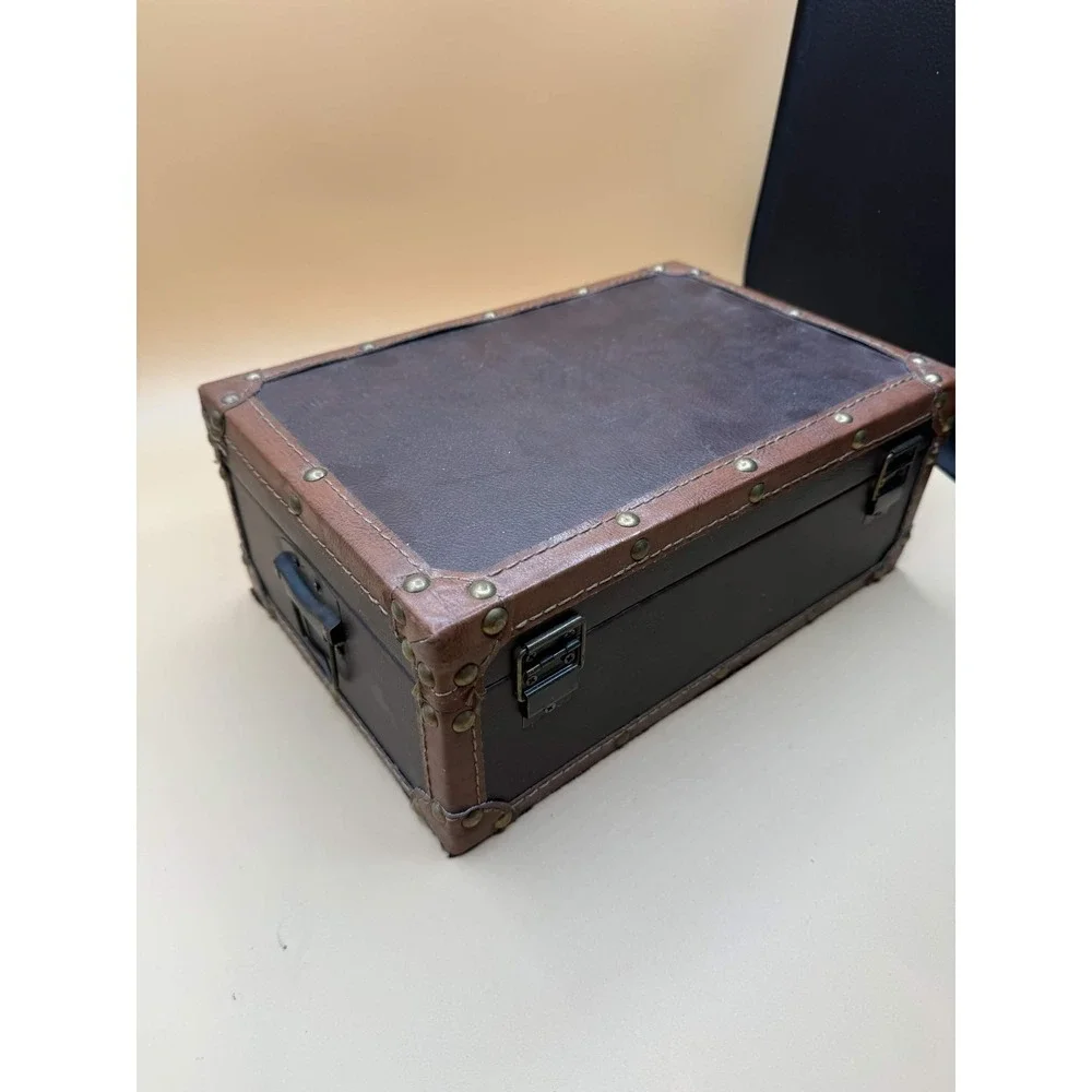 Unbranded Vintage Style Small Trunk Decorative Storage Box Faux Leather Brown